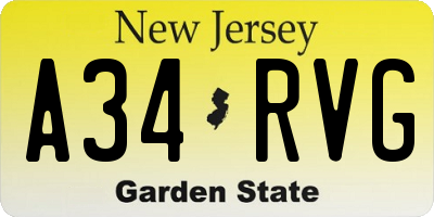 NJ license plate A34RVG