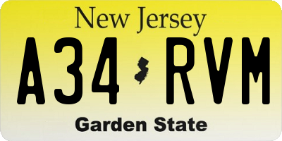 NJ license plate A34RVM