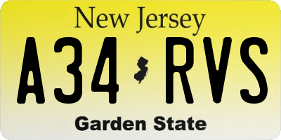 NJ license plate A34RVS