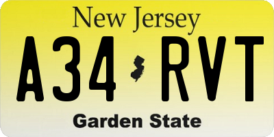 NJ license plate A34RVT