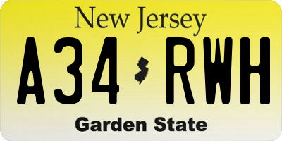NJ license plate A34RWH