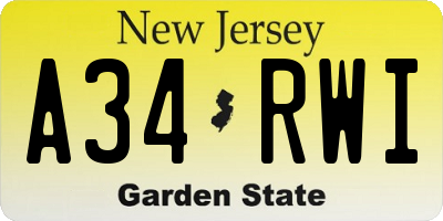 NJ license plate A34RWI