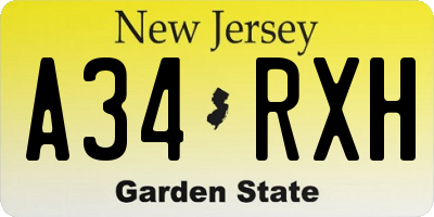 NJ license plate A34RXH