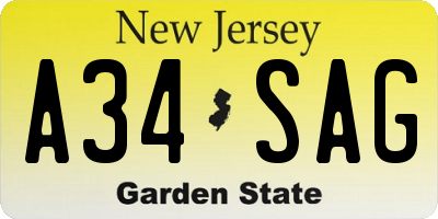 NJ license plate A34SAG