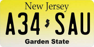 NJ license plate A34SAU