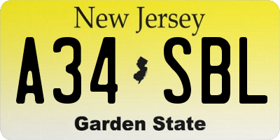 NJ license plate A34SBL