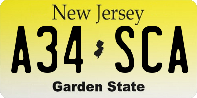 NJ license plate A34SCA