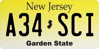 NJ license plate A34SCI