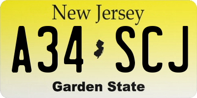 NJ license plate A34SCJ