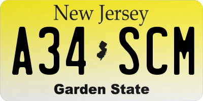 NJ license plate A34SCM