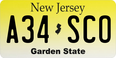 NJ license plate A34SCO