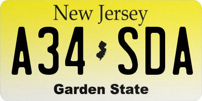 NJ license plate A34SDA