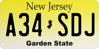 NJ license plate A34SDJ