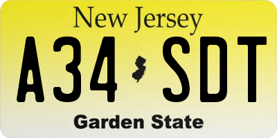 NJ license plate A34SDT