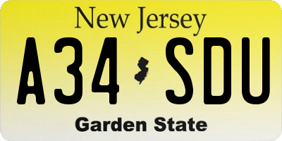 NJ license plate A34SDU