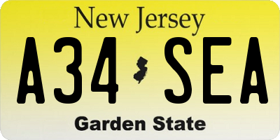 NJ license plate A34SEA