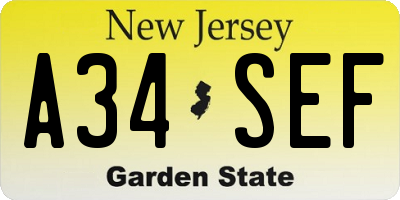 NJ license plate A34SEF
