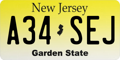 NJ license plate A34SEJ