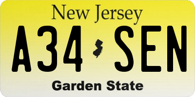 NJ license plate A34SEN
