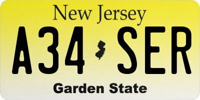 NJ license plate A34SER