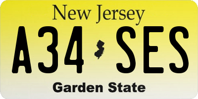 NJ license plate A34SES
