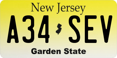 NJ license plate A34SEV