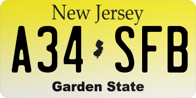 NJ license plate A34SFB