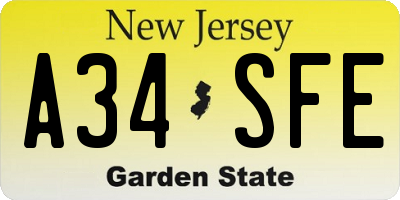 NJ license plate A34SFE