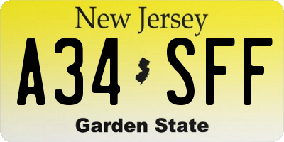 NJ license plate A34SFF