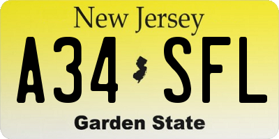 NJ license plate A34SFL