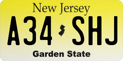 NJ license plate A34SHJ