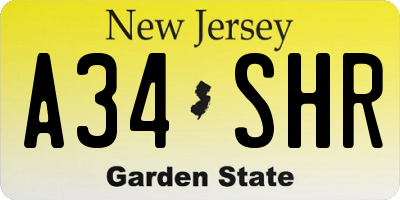 NJ license plate A34SHR