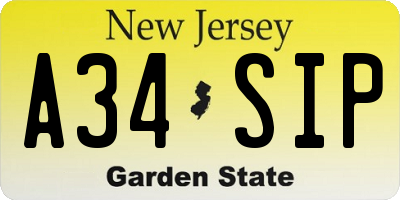 NJ license plate A34SIP