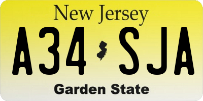 NJ license plate A34SJA