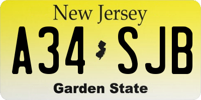 NJ license plate A34SJB
