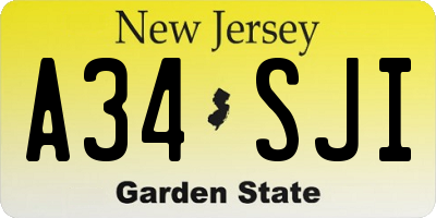 NJ license plate A34SJI