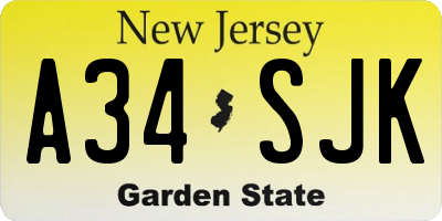 NJ license plate A34SJK
