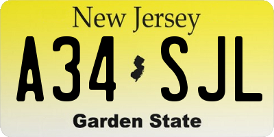 NJ license plate A34SJL