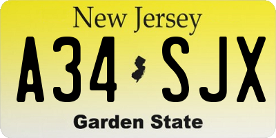 NJ license plate A34SJX