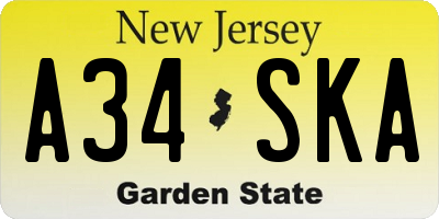 NJ license plate A34SKA