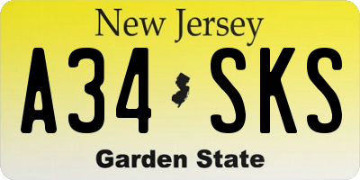 NJ license plate A34SKS