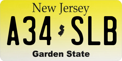 NJ license plate A34SLB