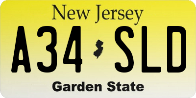 NJ license plate A34SLD