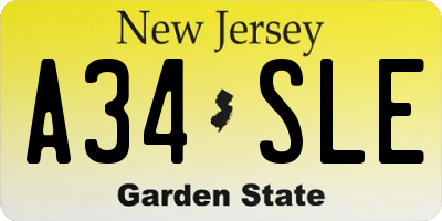 NJ license plate A34SLE