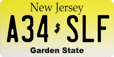 NJ license plate A34SLF