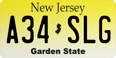 NJ license plate A34SLG