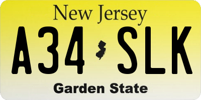 NJ license plate A34SLK