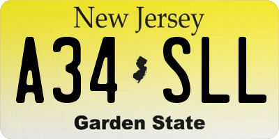 NJ license plate A34SLL