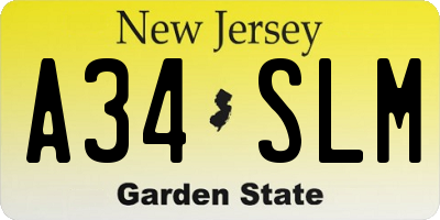 NJ license plate A34SLM