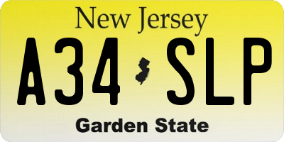 NJ license plate A34SLP